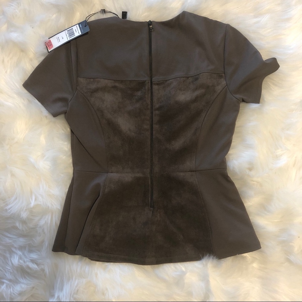BCBGMaxazria green velvet peplum top